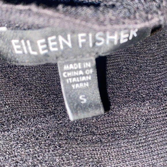 EILEEN FISHER Black Textured Stretch Open Drape Front Cardigan Sweater - Picture 5 of 6
